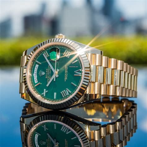 rolex day date gold with green dial|rolex day date 40 228238.